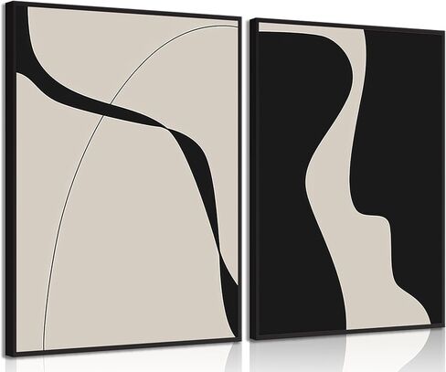 Black and White Brush Stroke Wall Art Modern Abstract Minimalist Ink Line Painting Picture Mid Century Geometric Prints Canvas Poster Retro Graffiti Artwork for Office Home Decor 12x16in Unframed in Saudi Arabia