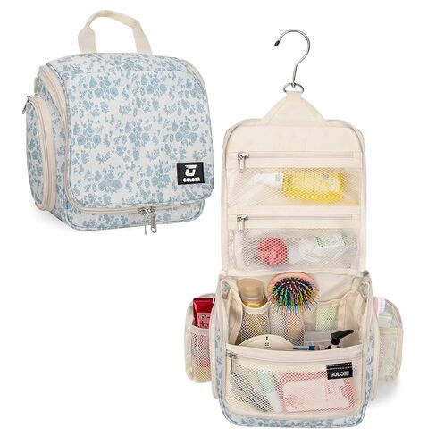 Goloni 10-Compartment Hanging Travel Toiletry Bag for Men & Women - Large Makeup & Toiletries Organizer with Smooth Zippers,XXL Swivel Metal Hook - Perfect for Travel, Camping, and Daily Use in Kuwait