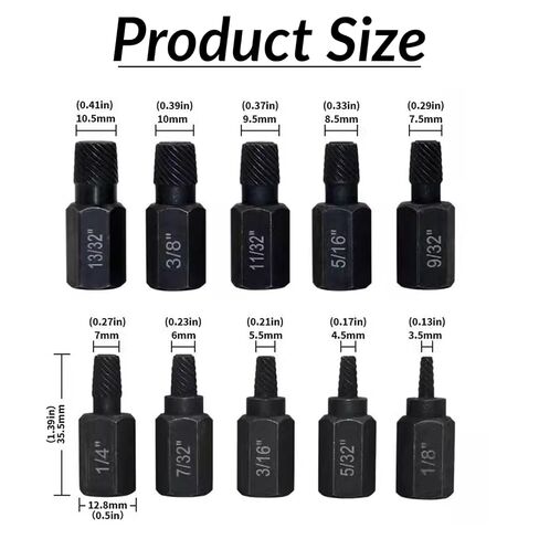 10PCS Screw Extractor Set for Broken Bolts and Screws, Hex Shank Damaged Screw Remover, Professional Bolt Removal Tool Kit in Saudi Arabia