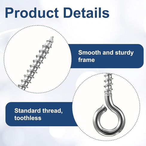 100 PCS Eye Hooks, 0.66 Inch Stainless Steel Small Eye Screws Silver Heavy Duty Mini Eyes Hook Screws for Crafts Jewelry Making Wood Hanging DIY Handwork Arts Supplies in Saudi Arabia