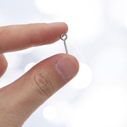 100 PCS Eye Hooks, 0.66 Inch Stainless Steel Small Eye Screws Silver Heavy Duty Mini Eyes Hook Screws for Crafts Jewelry Making Wood Hanging DIY Handwork Arts Supplies in Saudi Arabia