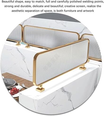 Stainless Steel Translucent Glass Divider Panel for Dining Areas Countertop Partition Fence Semi Privacy Screen, Black-50x100cm in Saudi Arabia