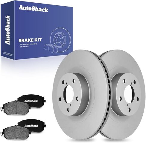 AutoShack Front Brake Kit Replacement for Subaru Forester Outback AWD Drilled & Slotted E-Coated Disc Brake Rotors Black Ceramic Brakes Pads 11.56" 293.5 mm SCD1539-PR41409RL in Kuwait