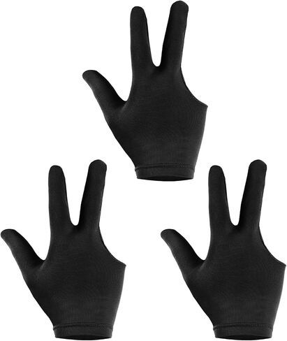 3 Fingers Pool Gloves, 3 Pack Billiard Gloves Left & Right Hand Show Gloves Pool Cue Glove for Shooter Carom Pool Snooker Cue Sport, Black in Saudi Arabia