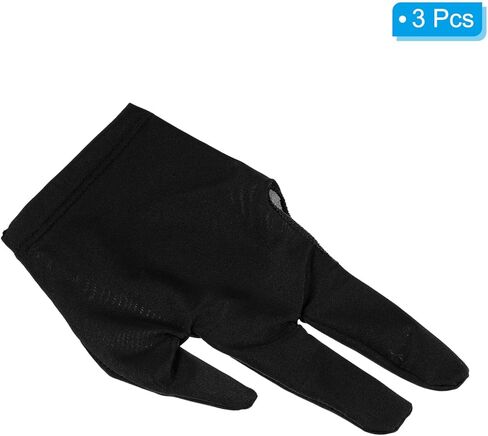 3 Fingers Pool Gloves, 3 Pack Billiard Gloves Left & Right Hand Show Gloves Pool Cue Glove for Shooter Carom Pool Snooker Cue Sport, Black in Saudi Arabia