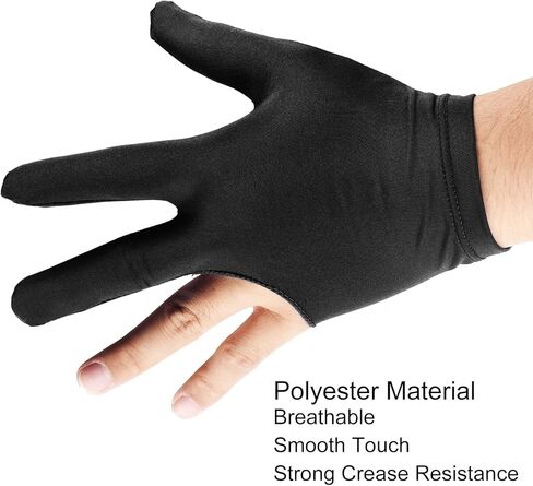 3 Fingers Pool Gloves, 3 Pack Billiard Gloves Left & Right Hand Show Gloves Pool Cue Glove for Shooter Carom Pool Snooker Cue Sport, Black in Saudi Arabia