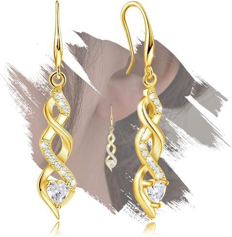 Sterling Silver Drop Dangle Earrings for Women - Infinity Earrings Hypoallergenic Heart Shaped Cubic Zirconia Dangling Earrings Long Earrings Fashion Dainty Earrings Gift for Birthday Valentine's Day in Saudi Arabia