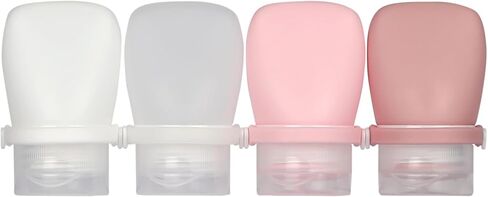 1oz Travel Bottles for Toiletries, Silicone Leak-Proof TSA Approved Travel Size Containers (4-Pack) - Reusable Refillable Bottles for Shampoo, Body Wash, Lotion. in Kuwait