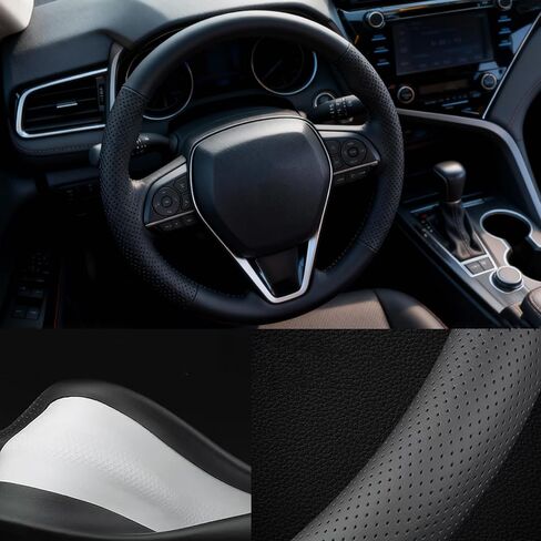 غطاء عجلة القيادة لتويوتا تاكوما كامري RAV4 Corolla Highlander Avalon Sienna Tundra Accessories 2025 1983-2025 تنفس الجلود المتميزة ، عجلات التوجيه المضادة للانزلاق. in Saudi Arabia