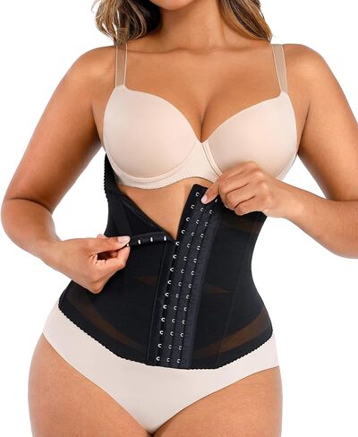 Lover-Beauty Mesh Waist Trainer for Women Tummy Control Body Shaper Breathable Cross Mesh Corset Waist Cincher Shapewear Girdle, Clay, M in Saudi Arabia