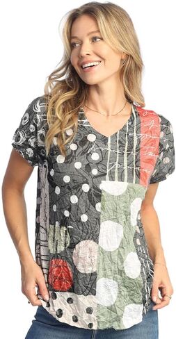 Jess & Jane Rayon Burnout Screded Short Sleeve Top - RC7 in Kuwait
