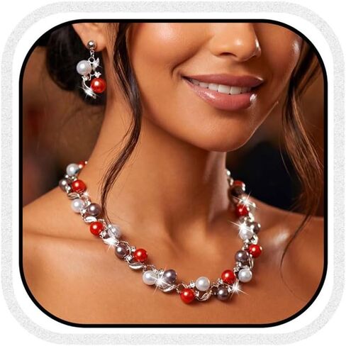Unicra Pearl Jewelry Sets Gold Necklace Earrings Set Formal Prom Indian Wedding Costume Jewelry Set for Women and Brides in Saudi Arabia
