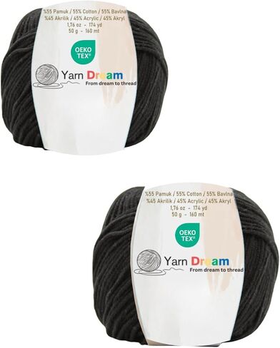 2 Skein 55% Cotton 45% Acrylic 174 yrd Cotton Yarn for Crocheting, Knitting Yarn for Amigurumi Soft Oeko Tex Knitting 4-4.5mm / Crochet 2-4,5mm 1.76 Oz Yellow in Saudi Arabia