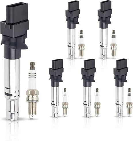 ENA Set of 6 Ignition Coil Pack with 6 Iridium Spark Plug Compatible with Audi Porsche Volkswagen A3 TT Cayenne Eos R32 Touareg Quattro V6 3.2L 2004 2005 2006 2007-2009 for UF531 UF556 5308 in Saudi Arabia