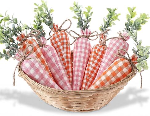 Skylety 8 Pcs Easter Carrot Fabric Carrot Toy Artificial Carrot Rustic Nonwoven Stuffed Carrot for Farmhouse Spring Easter Baskets Decor Vase Filler Decor Tiered Tray Decoration 4 Styles (Bright) in Saudi Arabia