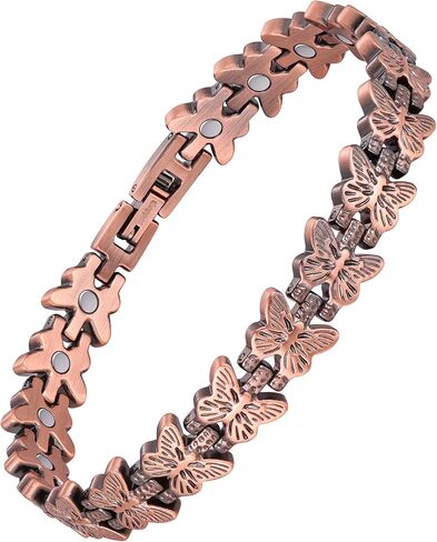 Jecanori 5X Strength Magnetic Copper Bracelet for Women —Updated 5,000 Gauss Ellipse Magnets — Premium Butterfly Clasp & Adjustable Length in Kuwait