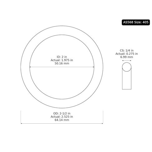 405 Buna-N O-Ring، 70A صلابة، أسود 2 بوصة معرف، 2-1/2 بوصة OD، عرض 1/4 بوصة (عبوة من 5) in Saudi Arabia
