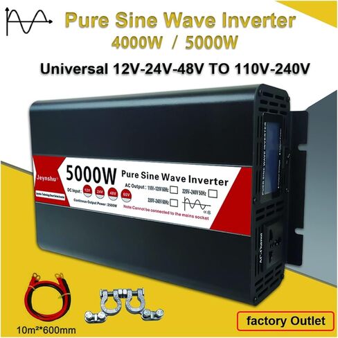 RSWMAHGEZ Pure Sine Wave Inverter 12v 220v 4000W 5000W DC 12V 24V 48V to AC 220V Converter Solar Car Power Transformer LED(5000W,12V-220-240V 50HZ) in Saudi Arabia