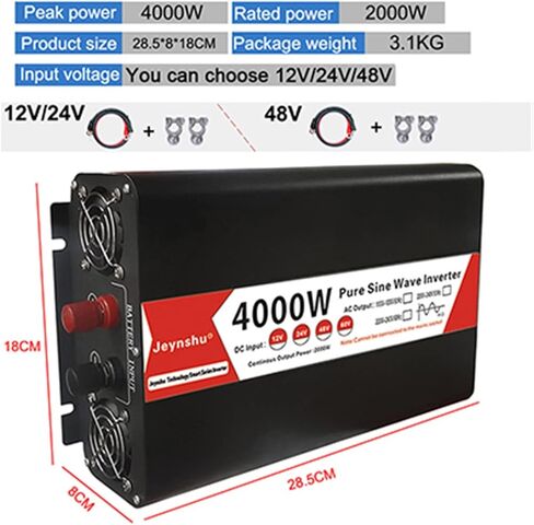 RSWMAHGEZ Pure Sine Wave Inverter 12v 220v 4000W 5000W DC 12V 24V 48V to AC 220V Converter Solar Car Power Transformer LED(4000W,24V-220-240V 50HZ) in Saudi Arabia