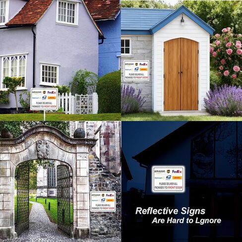 Package Delivery Sign - Deliver All Packages To Front Door. 10x8 Inch Rust-Free Reflective Aluminum, Weatherproof & Fade Resistant Parcel Instruction Sign for Home,Apartment,Office Easy to Install in Saudi Arabia