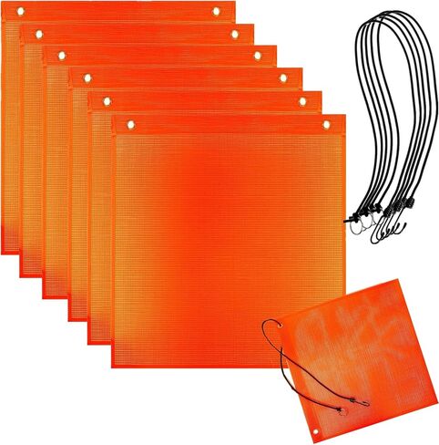ToppYuanZea 6 Pack Orange Safety Flags for Truck 18 x 18 Inches, Oversize Load Warning Flags with Bungee Cord, Large PVC Mesh Warning Flag for Car, Trailer, Boat, Hunting, Bike in Saudi Arabia