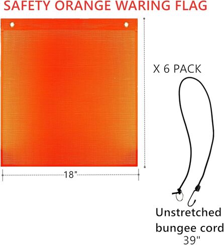 ToppYuanZea 6 Pack Orange Safety Flags for Truck 18 x 18 Inches, Oversize Load Warning Flags with Bungee Cord, Large PVC Mesh Warning Flag for Car, Trailer, Boat, Hunting, Bike in Saudi Arabia