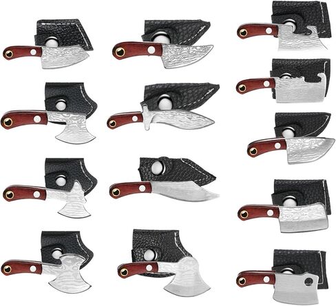 Minatee 13 Pieces Mini Knifes Damascus Pocket Set Tiny Chef Stainless Steel Knife with Sheath for Bottle Opener Package Opener Box Cutter in Saudi Arabia