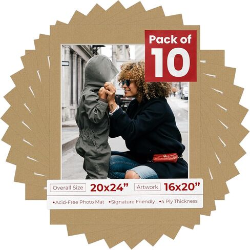 16x20 MAT لـ 20x24 الإطار - PRECUT MAT Board Free Acid 16x20 Photo Matte Matte Late لتناسب إطار صورة 20x24 ، لوحة متميزة للصور العائلية ، ومجموعات العرض ، والفن ، وتأطير الصور ، وحزمة 1 حصيرة in Kuwait