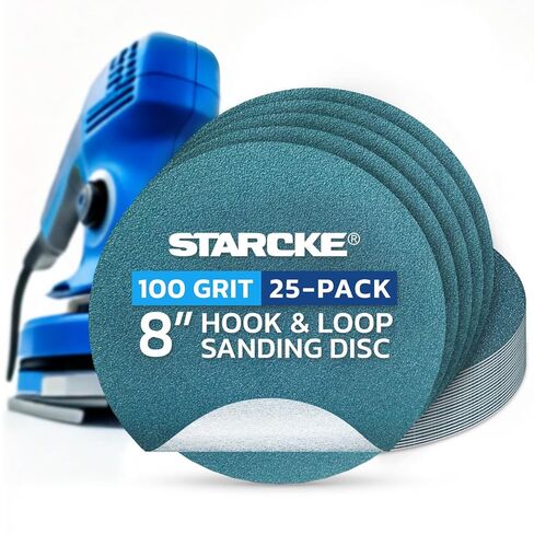 Premium 8" Blue Zirconia Cloth Hook and Loop Sanding Discs | For Wood, Metal & Composites (60 Grit, 50 Pack) in Saudi Arabia