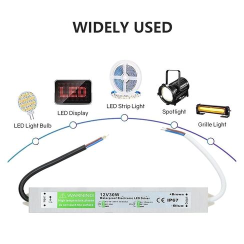 Lighting Transformer 90-250V AC to DC 12V 30W 2.5A Driver Adapter Aluminum Outdoor IP67 Waterproof Switching Power Supply in Kuwait