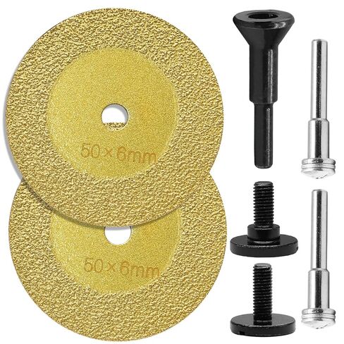 Wawory 2 Inch Diamond Cut Off Wheel(2 Pcs), 1/4 Stem Mounting Mandrel Cutting Wheel for Metal & Stainless Steel, Arbor Hole Rotary Tool Drill Attachment for Die Grinder/Bolt Cutter Discs in Saudi Arabia