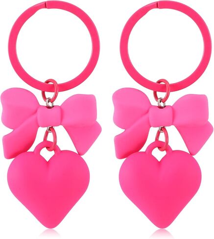 2pcs key keychain bow bow bow bow charm for women for women ، kawaii key ring decorative ، matt heart bowknot key holder accessories for bag prosepack car care wallet in Kuwait