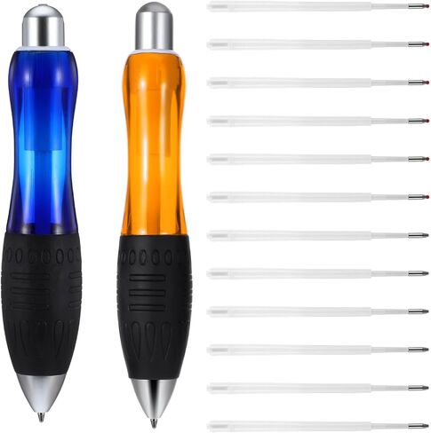 14 Pcs Big Fat Pens, Large Wide Grip Ballpoint with Rope, Ergonomic Pen for Tremor, Arthritis, Parkinson, Handicap (2 Pens + 6 Blue Refills + 6 Black Refills) in Saudi Arabia