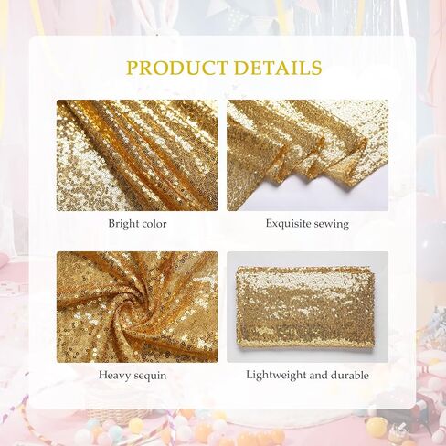 54 Pieces of Gold Sequin Chair Ribbons and Table Runners, 48 ​​Sequin Chair Bows, 6 Glitter Table Runners, Suitable for Wedding Parties Birthday Meeting Events Decorations (Gold) in Saudi Arabia