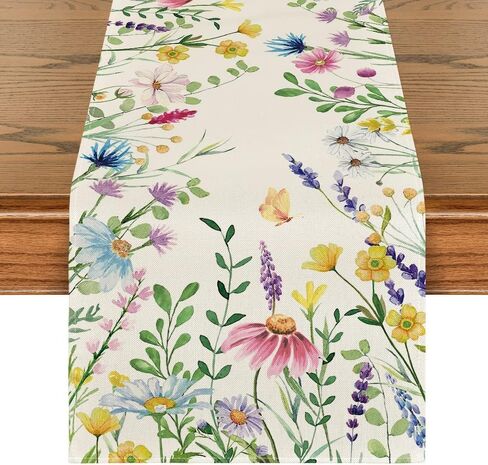 Spring Color Flowers Table Runner 13x72 Inch Spring Kitchen Dining Table Decoration for Home Party Summer Decor in Saudi Arabia