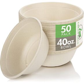 Green Swan Disposable Paper Bowls, 12 Oz [100 Pack] Large Bowl-100% Compostable, Biodegradable, Eco-Friendly Natural Colour Bowls - Convenient for Daily Use for Salad, Hot Soup, and Pasta in Saudi Arabia