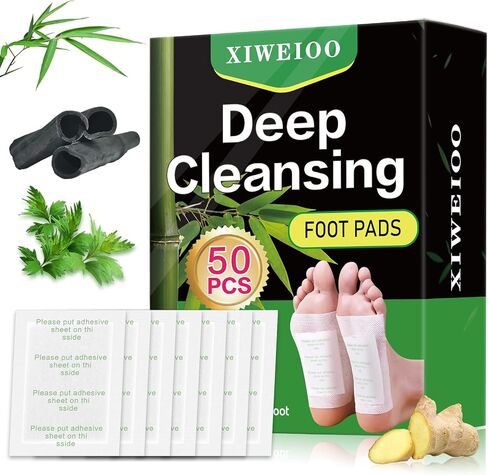 100 Foot Pads Natural Bamboo Vinegar Gingerr | Deep Cleansing Foot Paches for Stress Relief for Stress Relief, Better Rest, Feet Health Patches, Relaxing Muscles in Kuwait