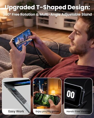 كابل نوع C 240 واط USB-C شحن حامل غير مرئي شحن USB C Android C إلى شاحن متعدد تلقائي مع تصميم سوار يمكن ارتداؤه 4 في 1 90 درجة زاوية يمنى تي شيرت سلك بيانات ملفوف (النوع C-النوع C) in Kuwait