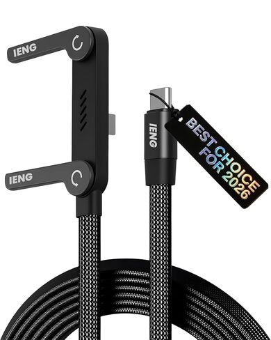 كابل نوع C 240 واط USB-C شحن حامل غير مرئي شحن USB C Android C إلى شاحن متعدد تلقائي مع تصميم سوار يمكن ارتداؤه 4 في 1 90 درجة زاوية يمنى تي شيرت سلك بيانات ملفوف (النوع C-النوع C) in Kuwait