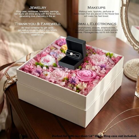 Box Bouquet, Preserved Fresh Flower for Delivery, Gifts for Women Girlfriend Wife Her on Anniversary Birthday Valentines Day, Forever Love to Mom on Mothers Day, Real Eternal Rose (Pink) in Saudi Arabia