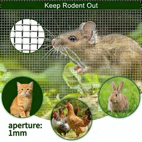 ROERLIEN 304 Stainless Steel Mesh for mice Control,20 Mesh 12''×118‘’(30.5cm×300cm) Woven Fine Wire Mesh,Easy to Cut for Air Vent,Rodent Control, Cage, Garden, Window Screen and DIY Projects. in Saudi Arabia