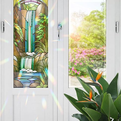 Aurora Borealis Dance Stained Glass Window Film, Decorative Aurora Borealis Dance Stained Glass Window Film, Aurora Borealis Dance Stained Glass Window Film for Bathroom Door Heat Anti UV in Kuwait