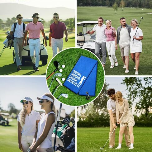 Swing Swear Repeat Funny Waffle Golf Towel, Embroidered Blue Golf Towel with Clip, Golfer Accessories for Men, Retirement Gifts for Friends Family Boss Leader Manager Supervisor Coworkers in Saudi Arabia