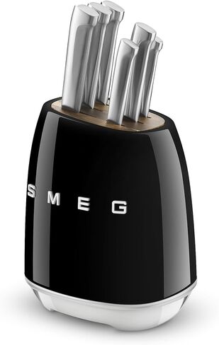 Smeg Cream Stainless Steel Knife Block Set in Saudi Arabia