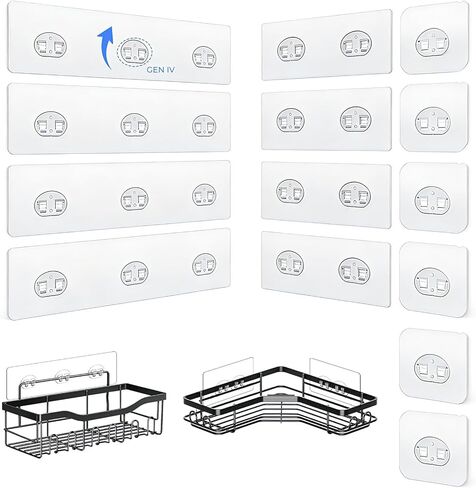 EJGIEGSO Shower Caddy Adhesive Replacement Hooks, Strong Waterproof Strips, No Drilling for Bathroom Shelves, Kitchen Racks, and Soap Holders (Transparent-14 Pack) in Saudi Arabia