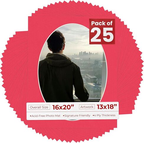 16 × 20 حصيرة مقطوعة ل 13 × 18 الصور - Precut Black Oval Photo Mat Board فتحة - حمض خالي in Kuwait