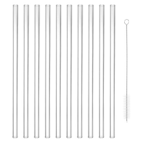 PATIKIL 12 Inch Borosilicate Glass Tubes, 10 Pcs12mm OD 2mm Thick Glass Blowing Tubes Straight Pipe with Cleaning Brush for Laboratory Glass Making, Transparent in Kuwait