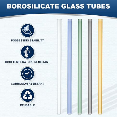 PATIKIL 12 Inch Borosilicate Glass Tubes, 10 Pcs12mm OD 2mm Thick Glass Blowing Tubes Straight Pipe with Cleaning Brush for Laboratory Glass Making, Transparent in Kuwait