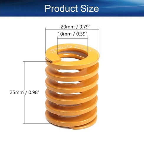 2Pcs Yellow 3D Printer Die Spring 20mm OD 10mm ID 25mm Long Spring Steel Spiral Stamping Ultra-Light Load Compression Mould Die Spring in Saudi Arabia