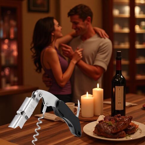 AVERZELLA 2-Pack Professional Wine Key للخوادم والسقاة | برغي فلين عالي التحمل بتصميم مفصلي مزدوج | أداة فتح زجاجات النبيذ النادل (أسود، الفولاذ المقاوم للصدأ) in Saudi Arabia